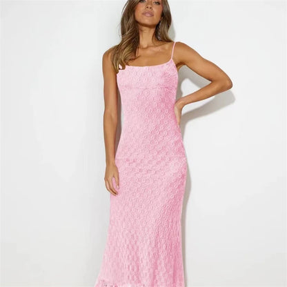 Women’s Solid Color Skinny Dress – Elegant Sexy Evening Gown