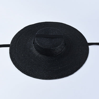 Women’s Black Wide Brim Straw Sun Hat