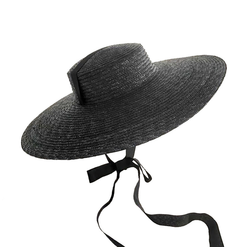 Women’s Black Wide Brim Straw Sun Hat