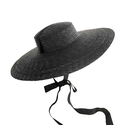 Women’s Black Wide Brim Straw Sun Hat