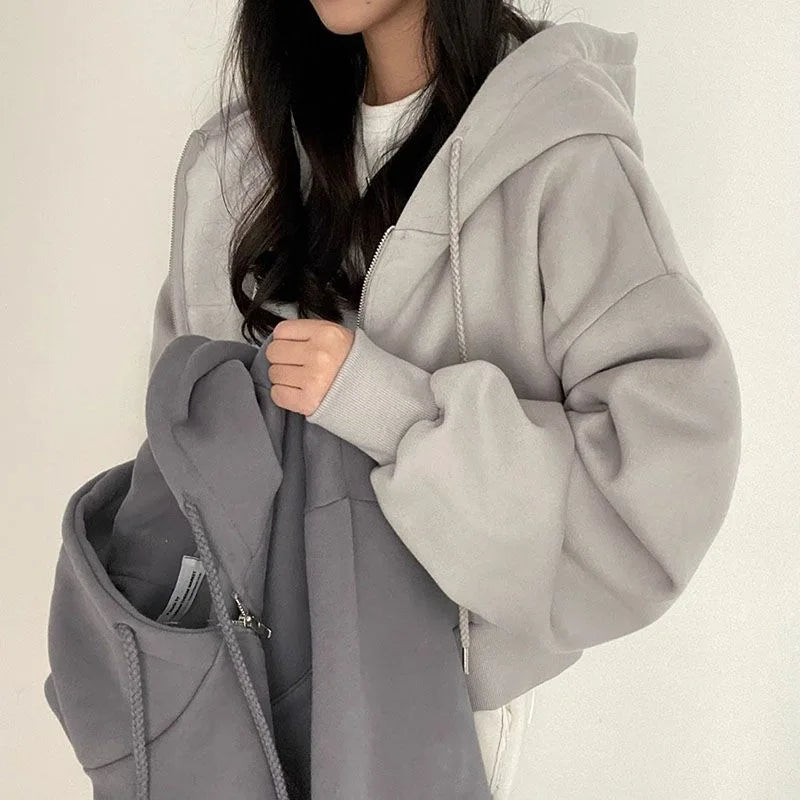Women’s Retro Oversized Zip-Up Hoodie