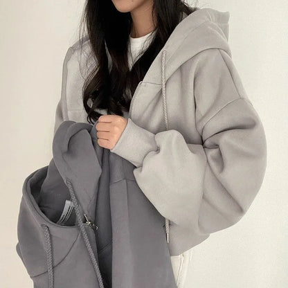 Women’s Retro Oversized Zip-Up Hoodie
