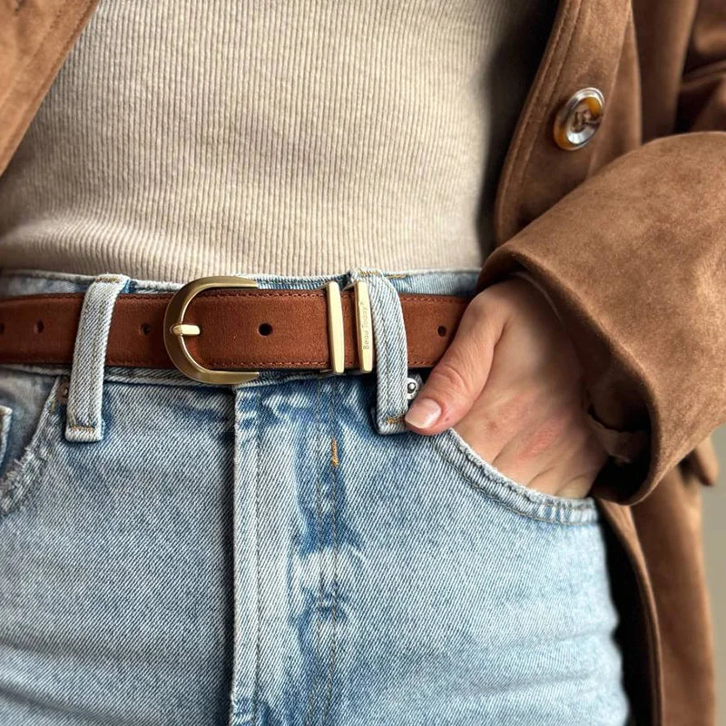 Women’s Leather Gold Buckle Belt