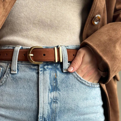 Women’s Leather Gold Buckle Belt