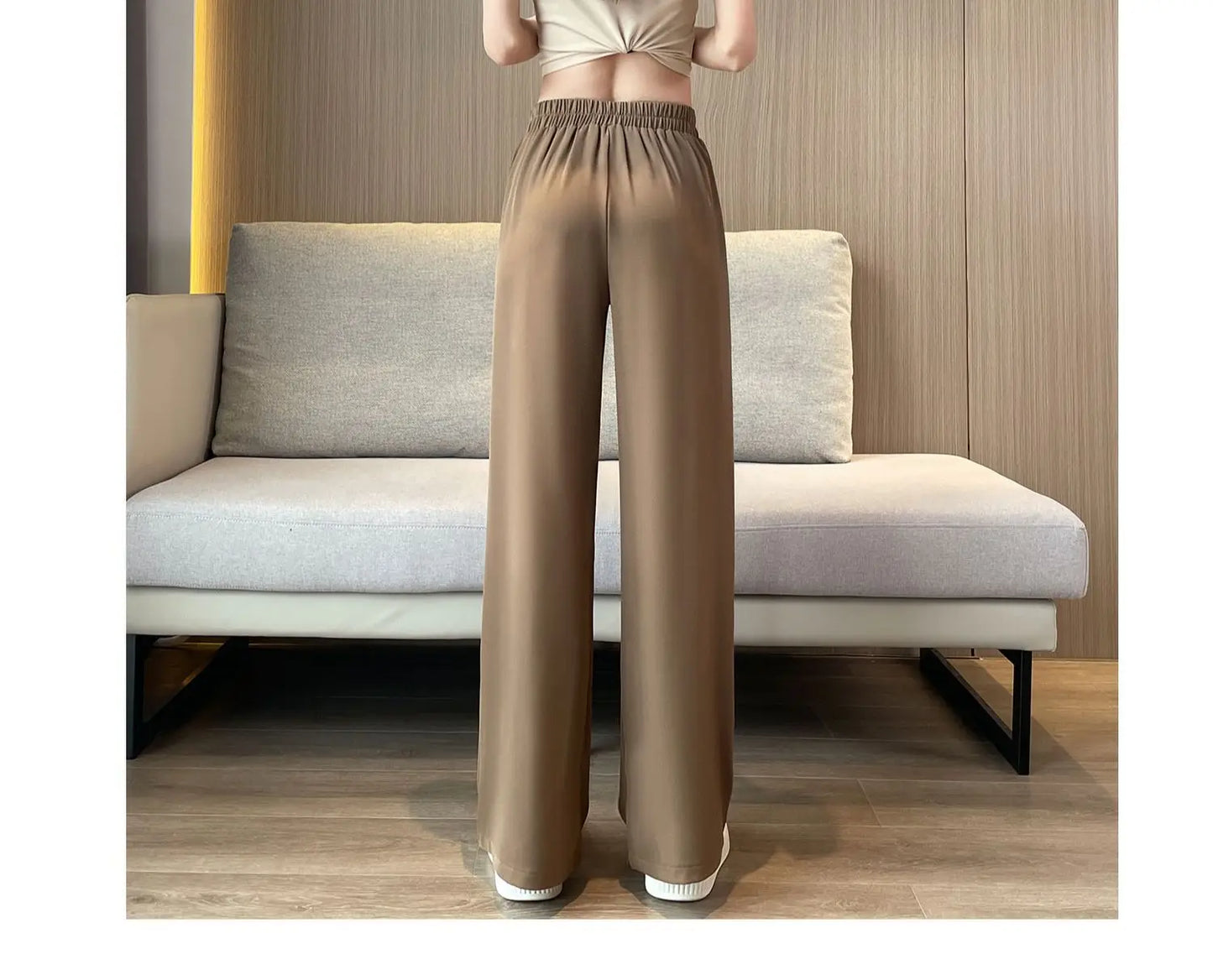 Women’s High-Waist Wide-Leg Casual Pants – Loose Straight Black Trousers