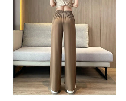 Women’s High-Waist Wide-Leg Casual Pants – Loose Straight Black Trousers
