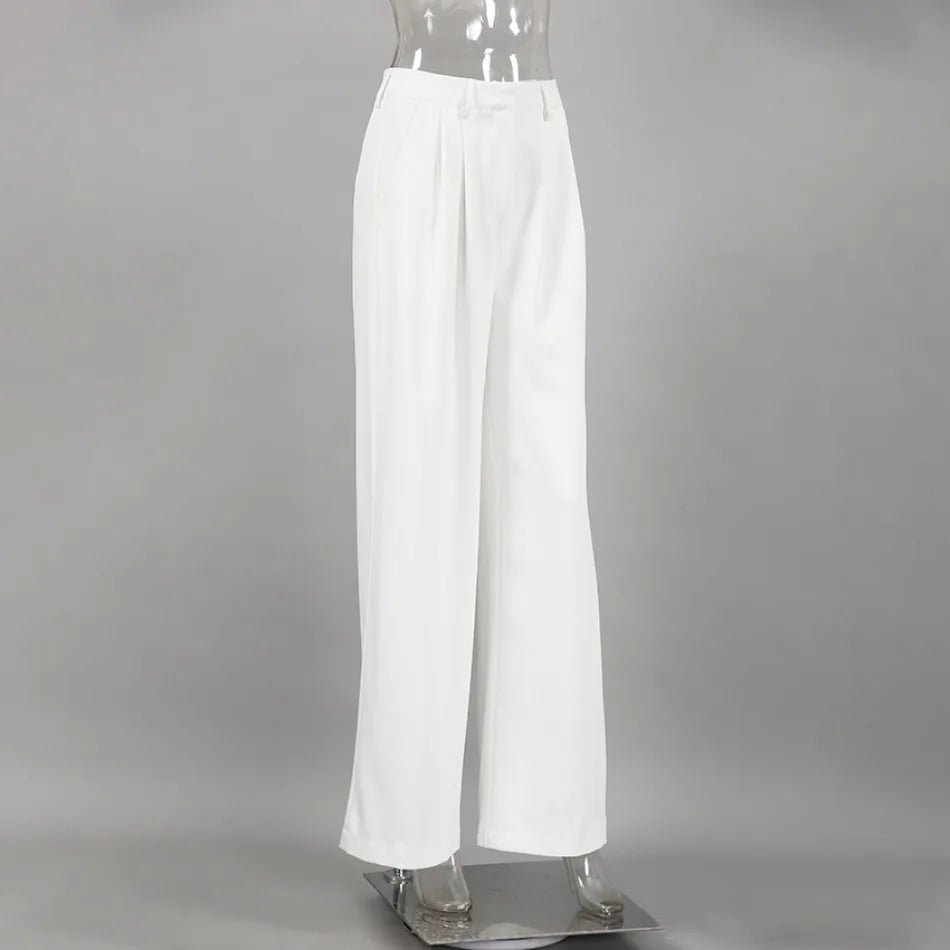 Women’s High-Waist Straight Suit Pants – Elegant Casual Loose Trousers