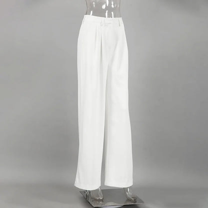 Women’s High-Waist Straight Suit Pants – Elegant Casual Loose Trousers