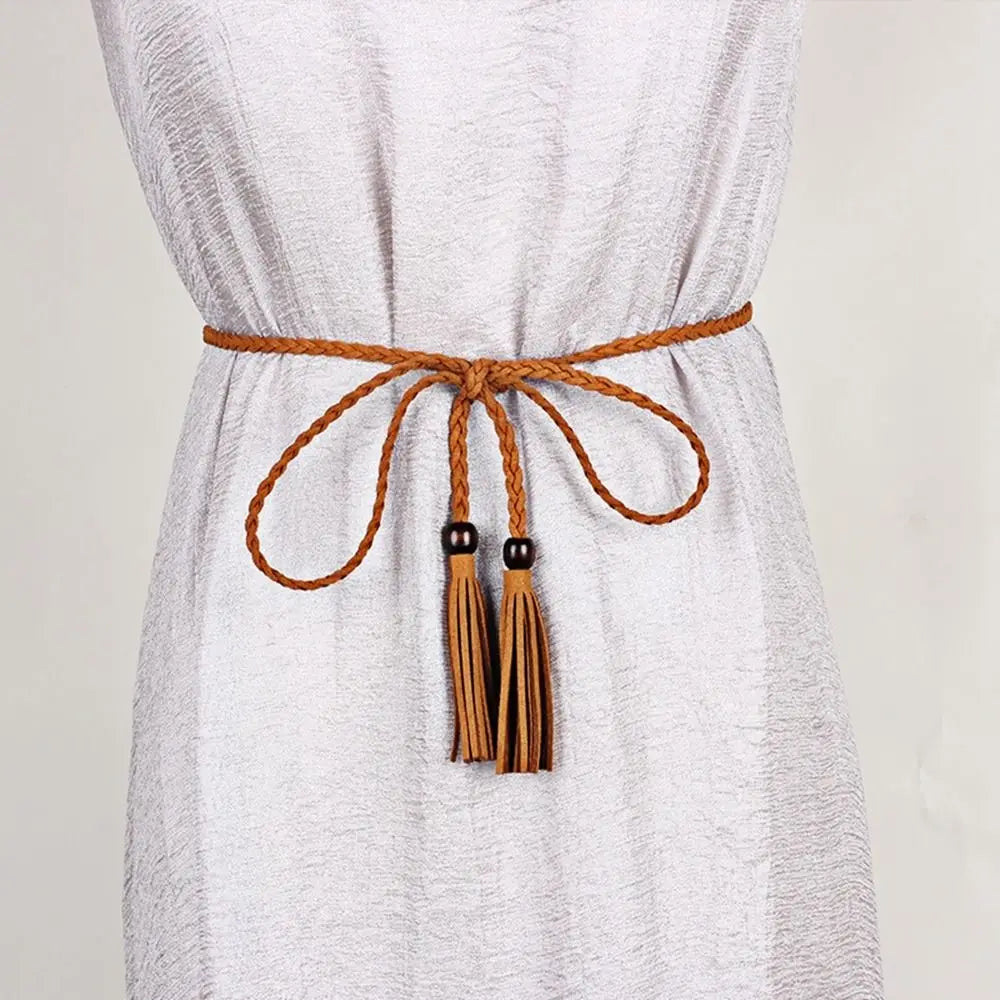 Women’s Boho Leather Braided Waist Belt