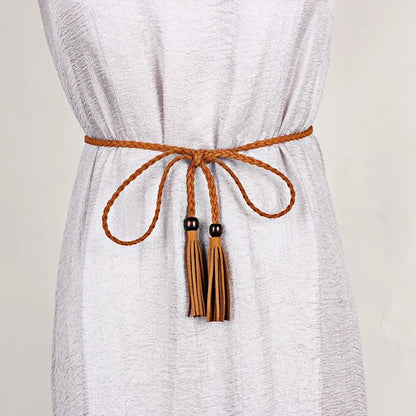 Women’s Boho Leather Braided Waist Belt