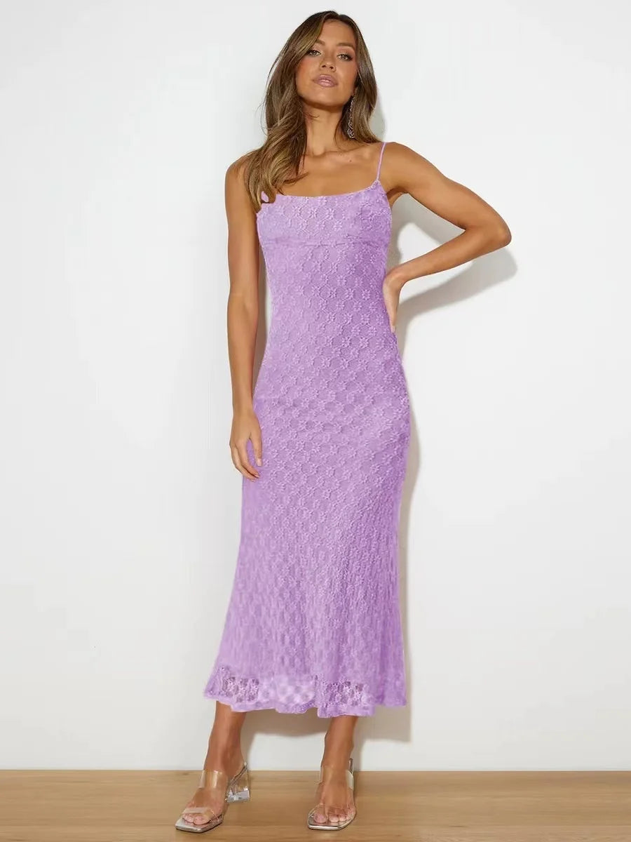 Women’s Solid Color Skinny Dress – Elegant Sexy Evening Gown