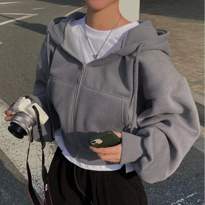 Women’s Retro Oversized Zip-Up Hoodie