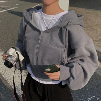 Women’s Retro Oversized Zip-Up Hoodie