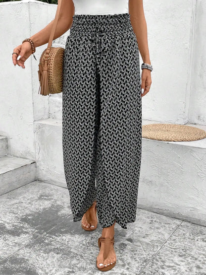 Women’s Summer Floral Wide-Leg Skirt Pants – Fashionable Trousers