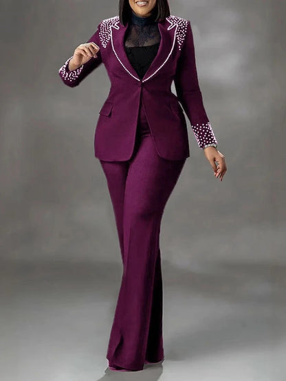 Women’s Two-Piece Pant Set – Y2K Blazer & High-Waist Slim Pants