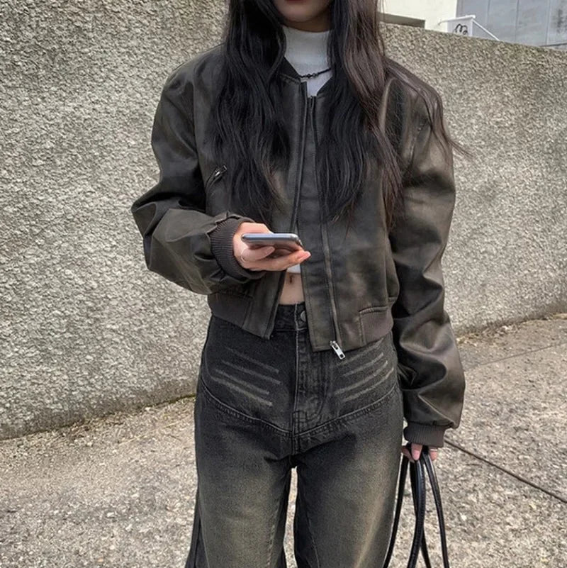Women’s PU Leather Motorcycle Jacket