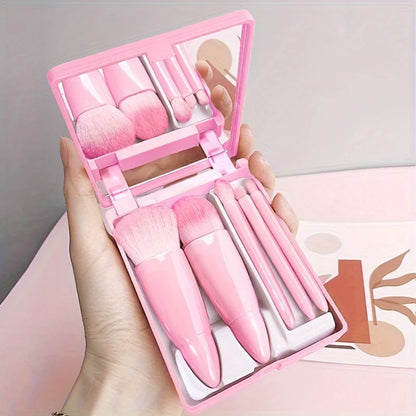 5-Pc Portable Makeup Brush Set with Mirror