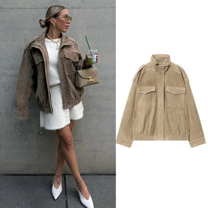 Women’s Suede Bomber Jacket