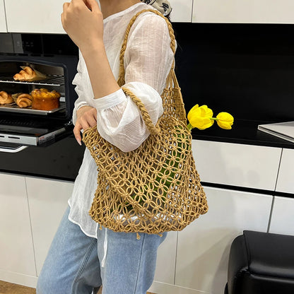 Women’s Hand-Woven Hollow Shoulder Tote
