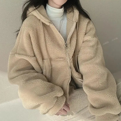 Women’s Winter Hooded Lambswool Jacket