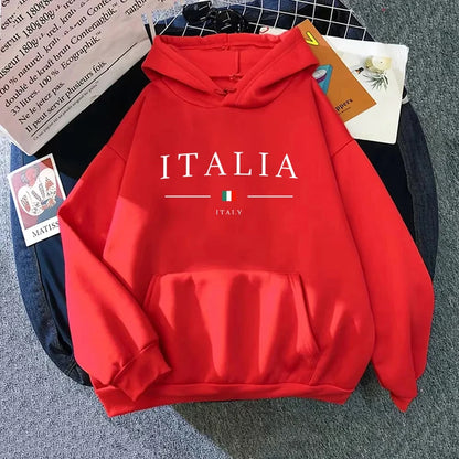 Women’s Italy Print Casual Hoodie