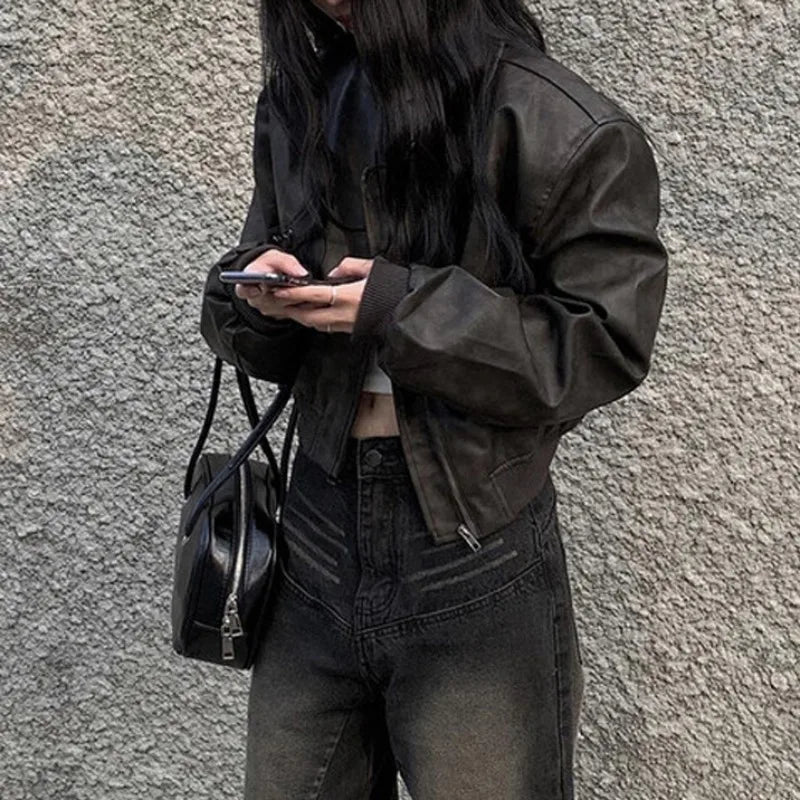 Women’s PU Leather Motorcycle Jacket