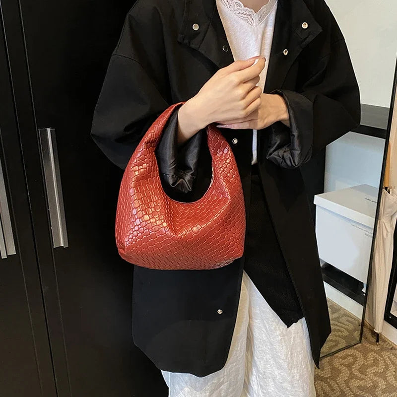 Women’s Woven PU Leather Handbag