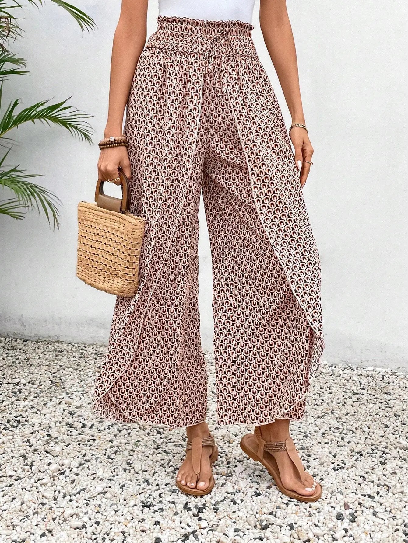 Women’s Summer Floral Wide-Leg Skirt Pants – Fashionable Trousers