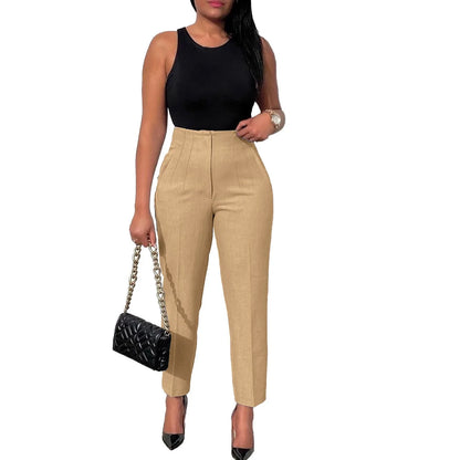 Women’s High-Waist Straight Work Pants – Elegant Office & Business Trousers