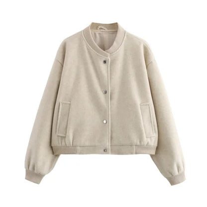 Women’s Cropped Bomber Jacket – Autumn/Winter Streetwear.