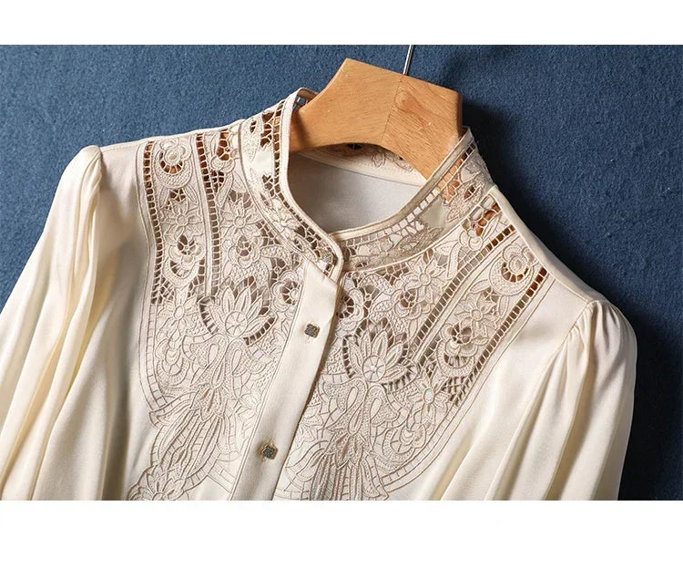 New arrived blouses for women Fashion elegan embroidery ladies shirts Button-Down Tops