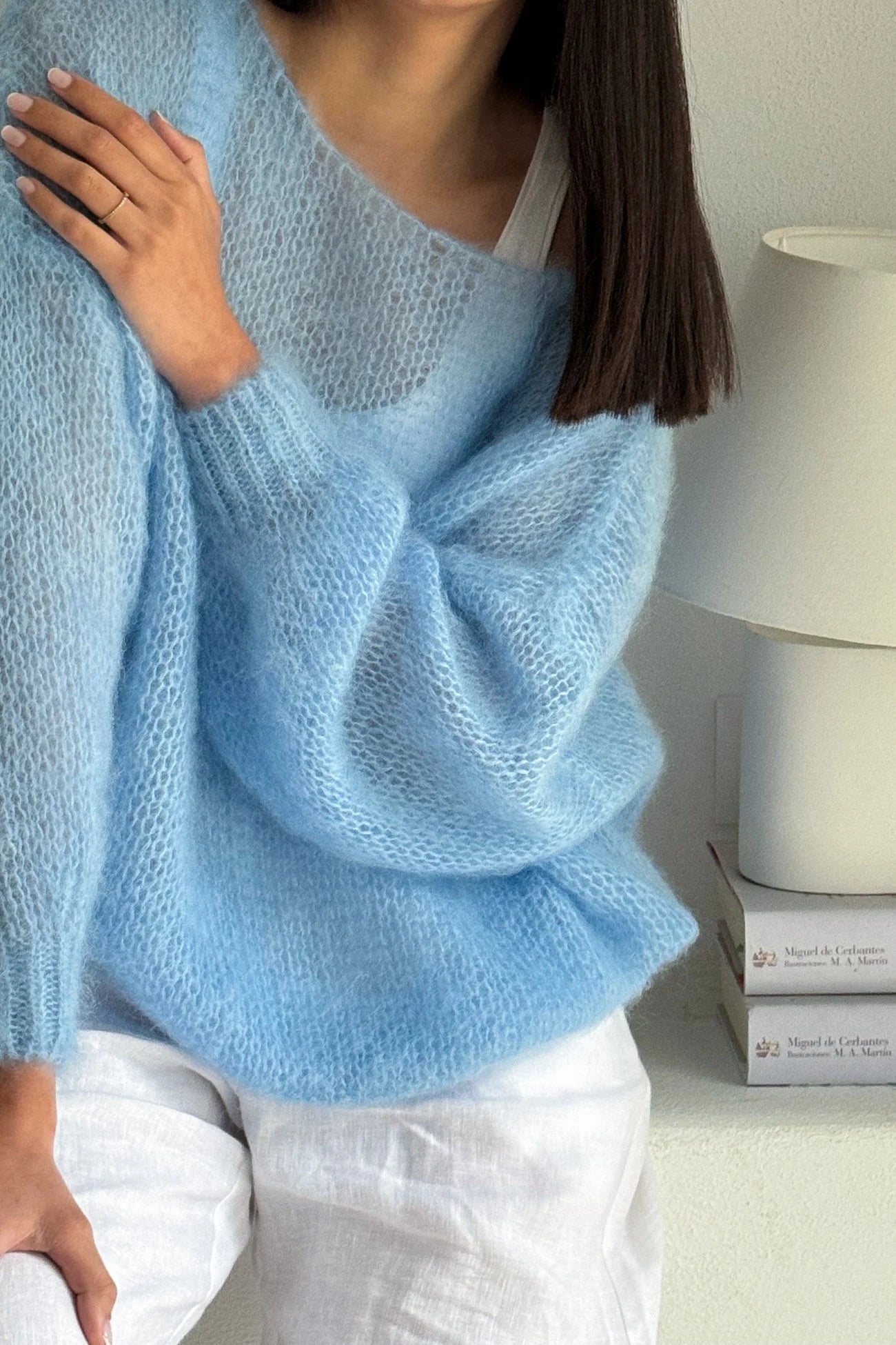 Women'S Casual Sweater   Soft  Comfortable Off Shoulder Pullover in Light Blue Perfect for Spring Fall  Casual Attire Casual S