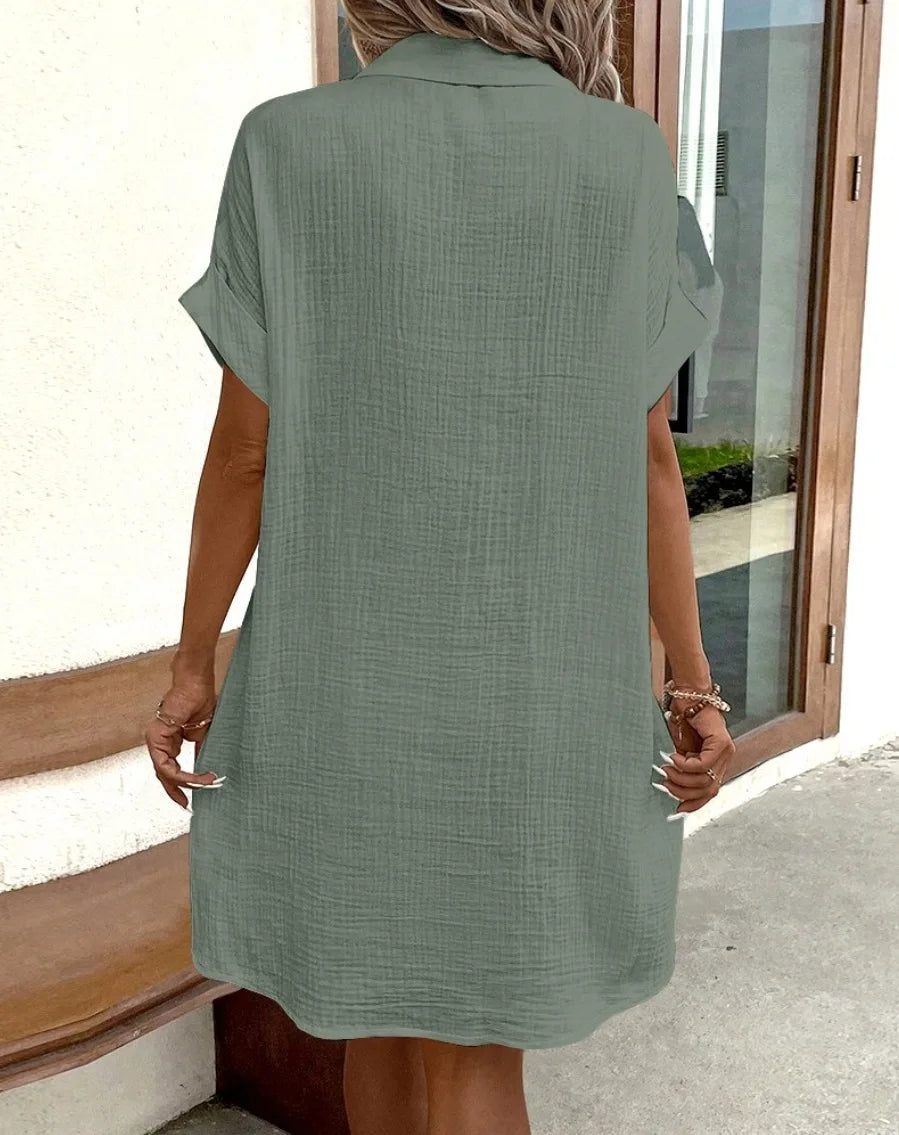 Women’s Casual Buckle Skirt – Medium-Length Summer Dress