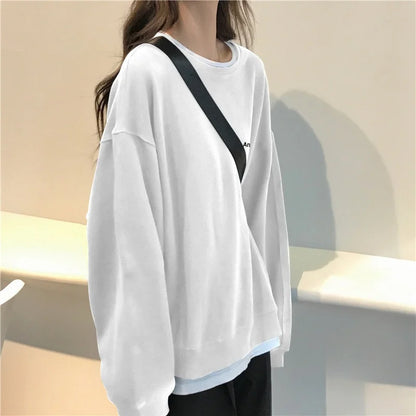 Women T shirts Summer Woman clothing Striped Top Sweatshirt 2023 korean fashion Long Sleeves Tee Patchwork Loose Couple T-shirts