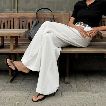 Women’s High-Waist Straight Suit Pants – Elegant Casual Loose Trousers