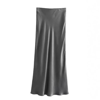 Women’s Satin High-Waist Midi Skirt