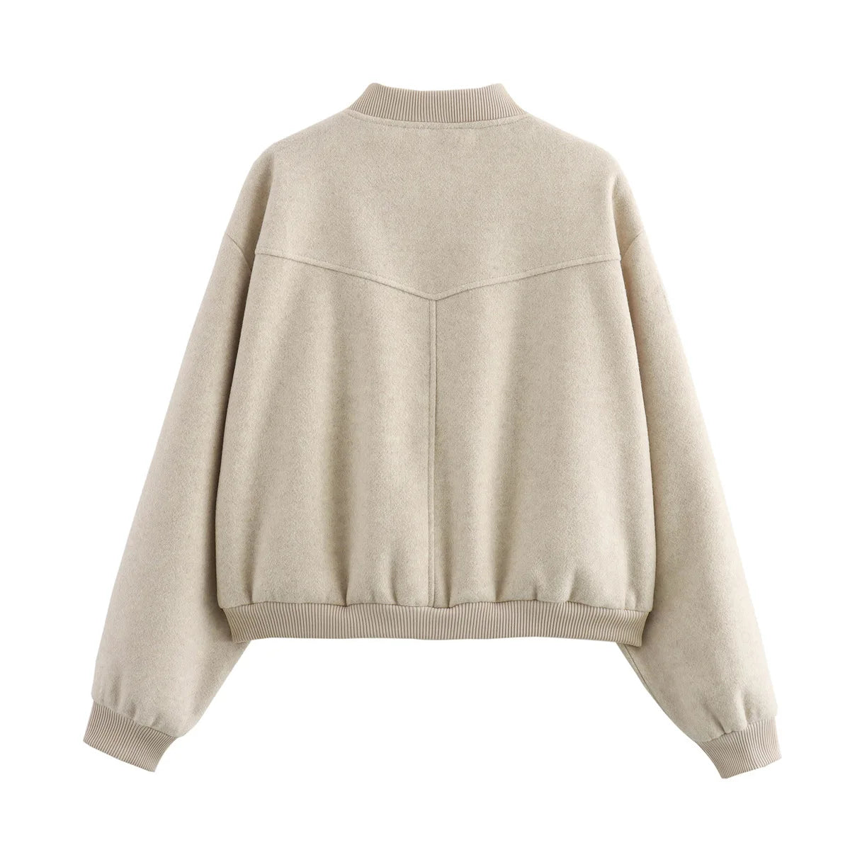 Women’s White Cropped Bomber Jacket – Autumn/Winter.