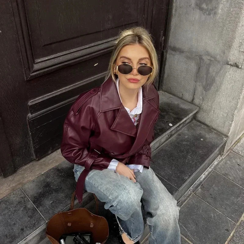 Women’s Faux Leather Bomber