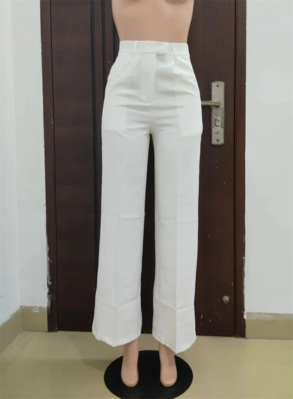Women’s Elegant Wide-Leg High-Waist Pants – Loose Office Workwear Trousers