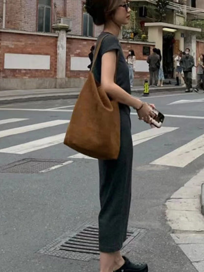 Women’s Simple Casual Dress – Elegant Slim Summer Streetwear, Korean Vintage Style