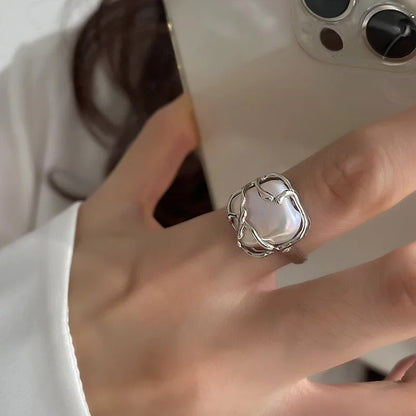 Women’s Punk Geometric Silver Ring