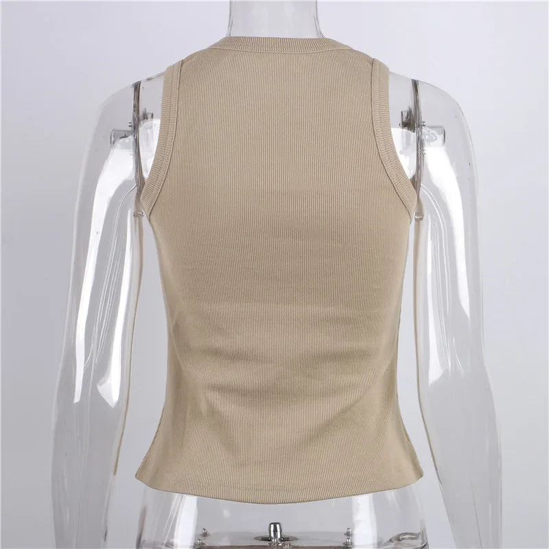 Tank Tops Women Yellow Casual Vest Sleeveless Camis Shoulder Women's Tank Top Ribbed Knitted Tops Summer Woman Shirts Tank Top