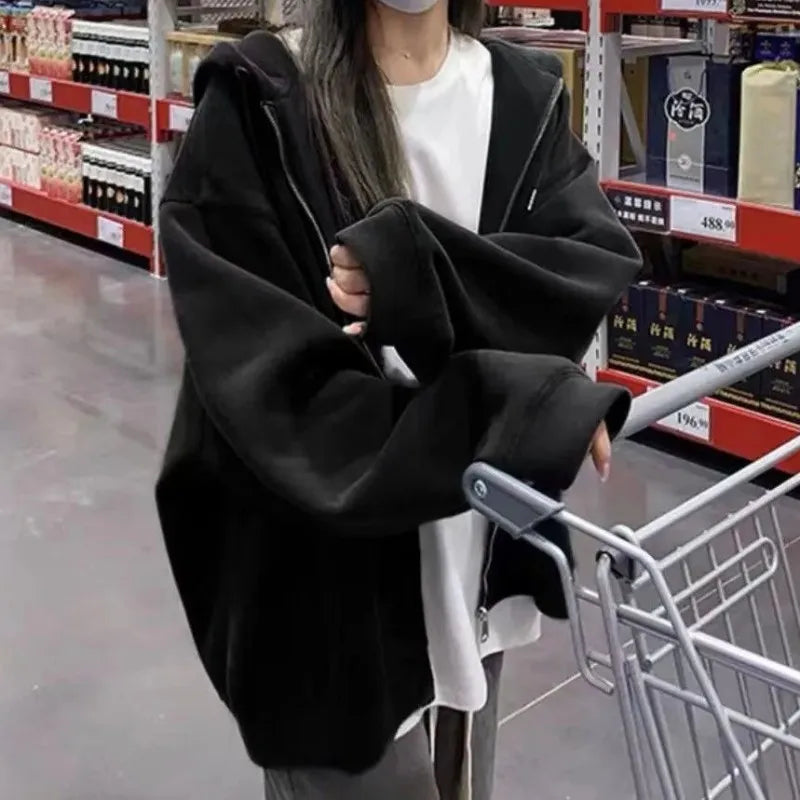 Women’s Retro Oversized Zip-Up Hoodie