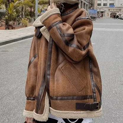 Women’s Faux Fur Shearling Winter Jacket.