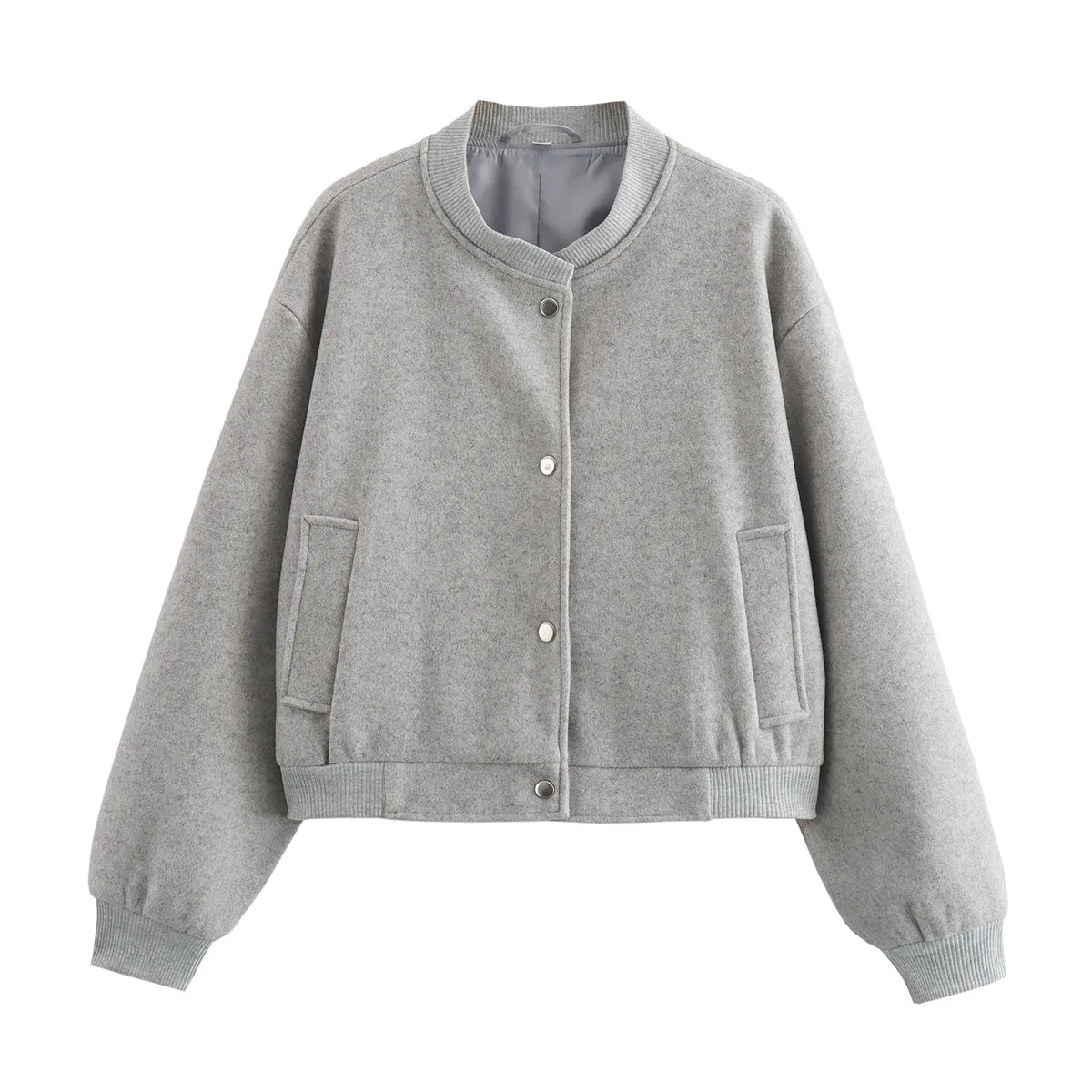 Women’s White Cropped Bomber Jacket – Autumn/Winter.