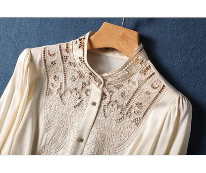 New arrived blouses for women Fashion elegan embroidery ladies shirts Button-Down Tops