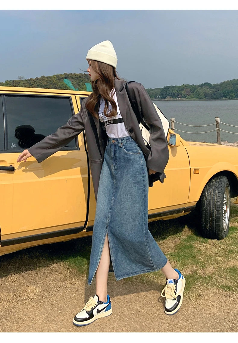 Women’s High-Waist Denim A-Line Skirt