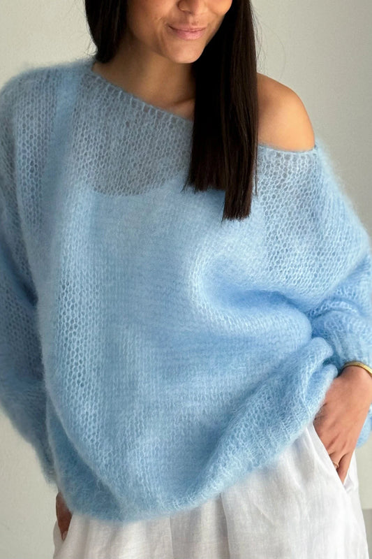 Women'S Casual Sweater   Soft  Comfortable Off Shoulder Pullover in Light Blue Perfect for Spring Fall  Casual Attire Casual S