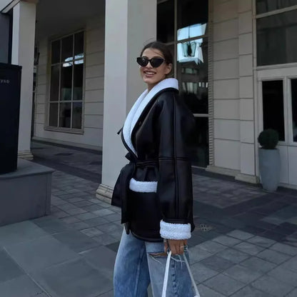 Women’s Furry Leather Jacket