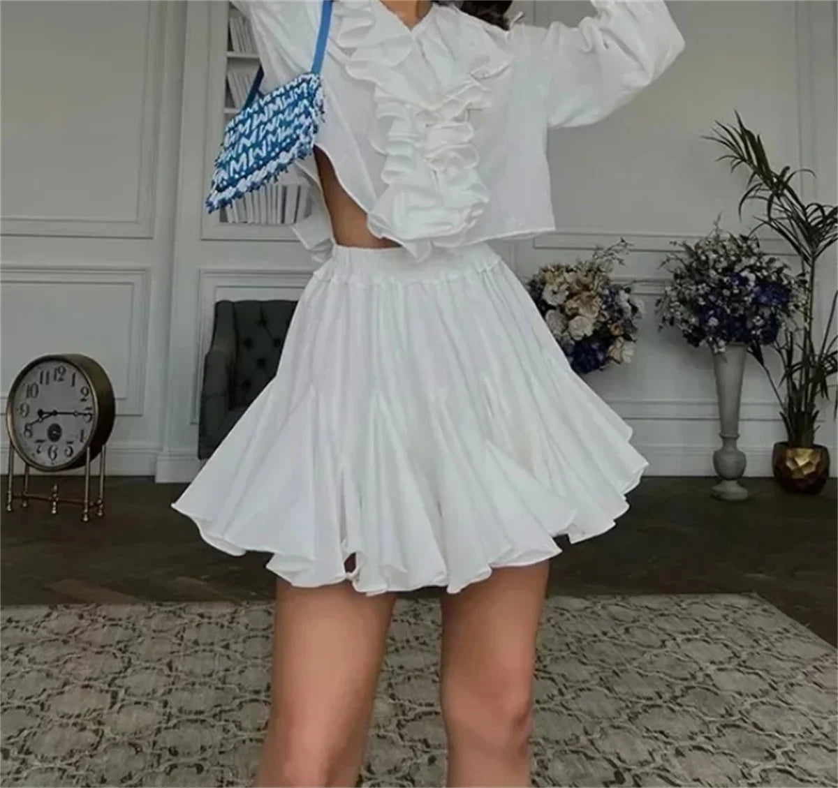 Women’s High-Waist Ruffle Mini Skirt